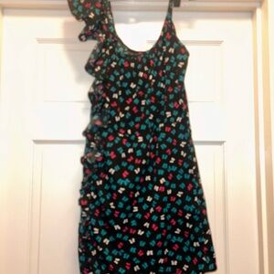 Envy Black Dress with Pink and Blue Butterfly Pattern